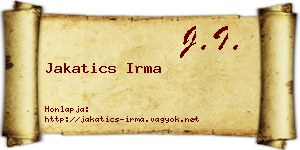Jakatics Irma névjegykártya