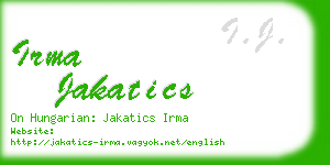 irma jakatics business card